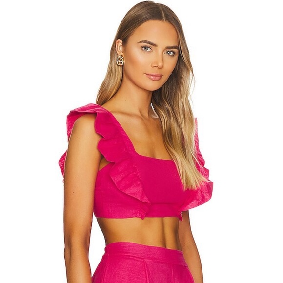 Anthropologie - Peixoto Jocelyn Pink Linen Crop Top - Picture 1 of 8